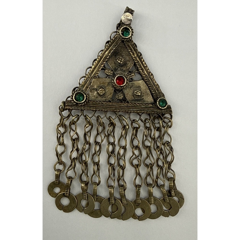 Afghan Kuchi Tribal Square Pendant Jewelry Boho Vintage Ethnic Dance
